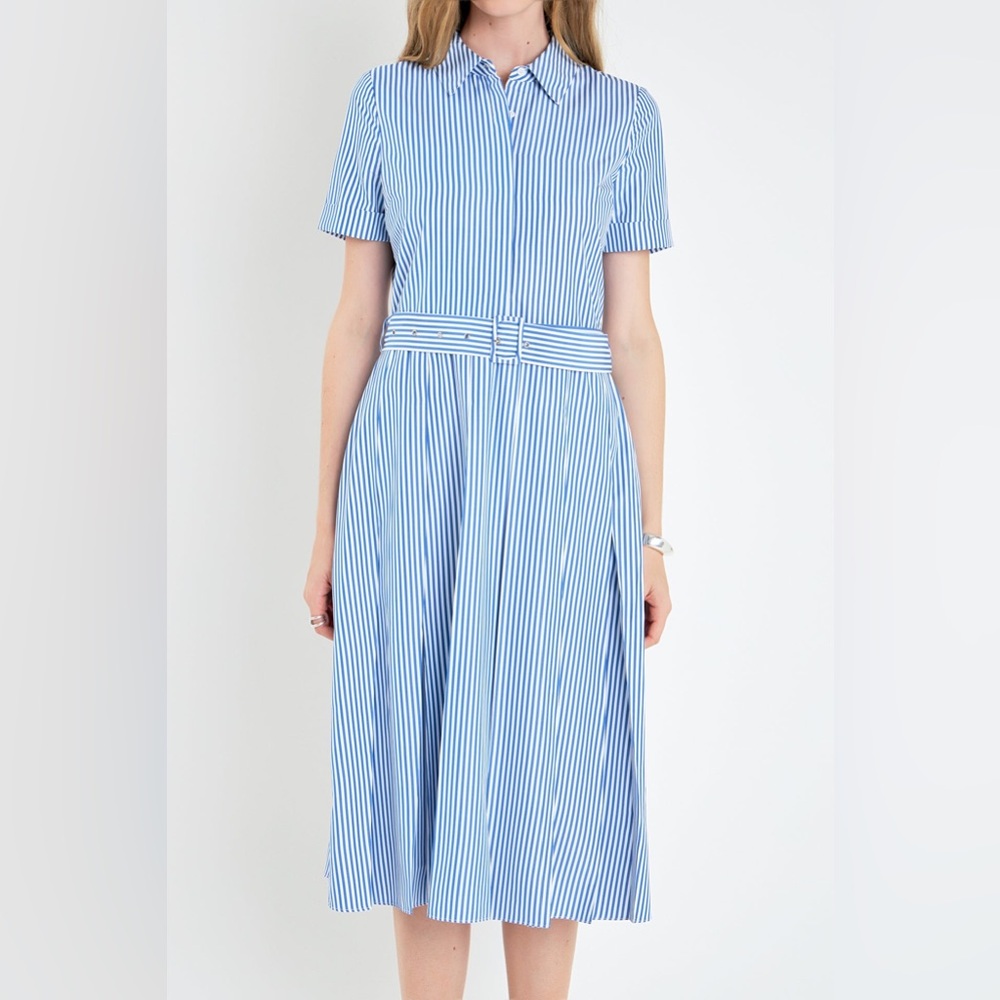 English Factory Striped Belted Midi Dress Size XS - Picture 3 of 9